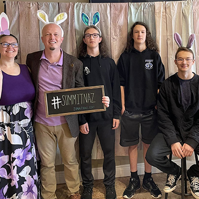 Family photo with the wife and three boys.